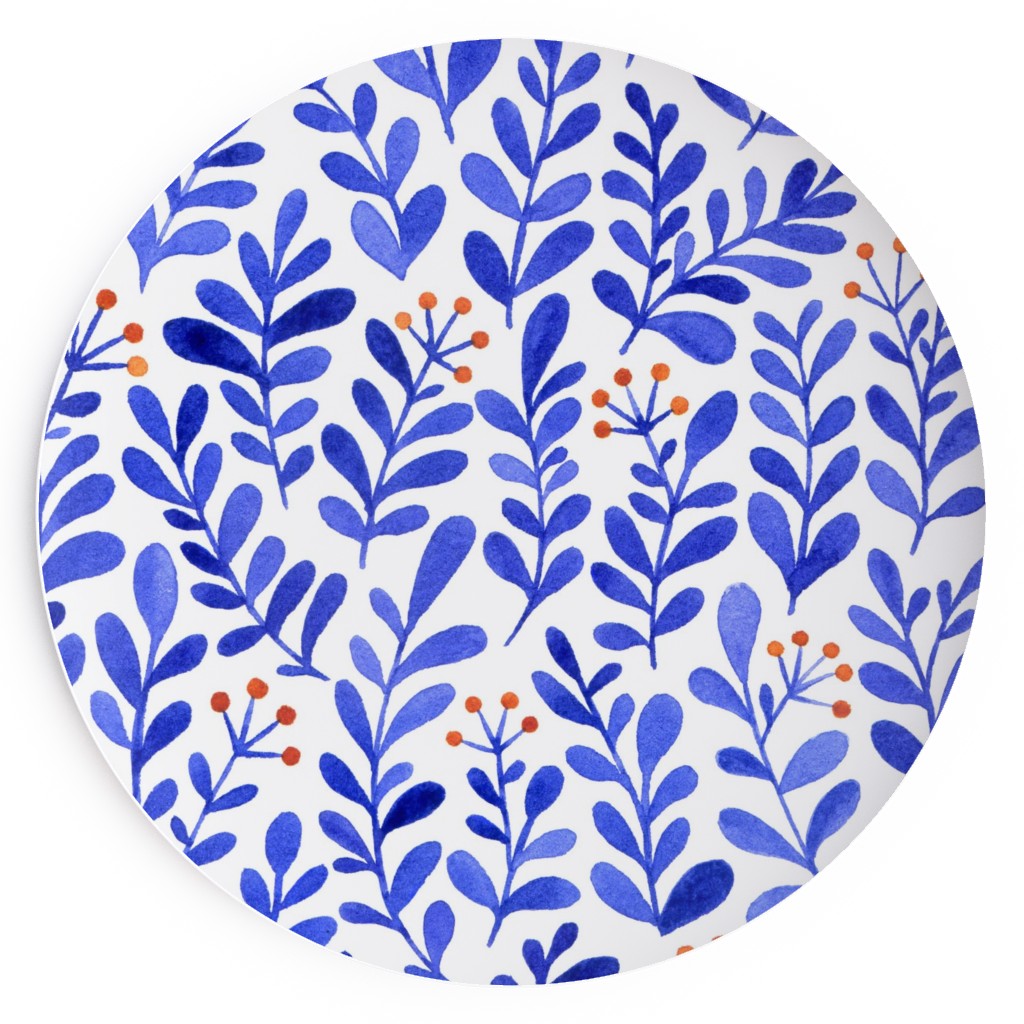 Leaves - Blue Salad Plate, Blue