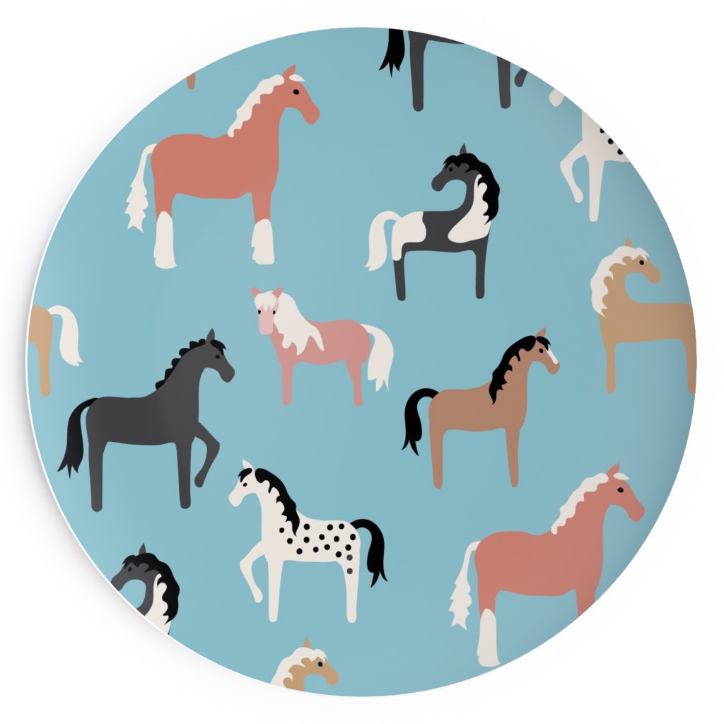 Horse Party Salad Plate, Blue