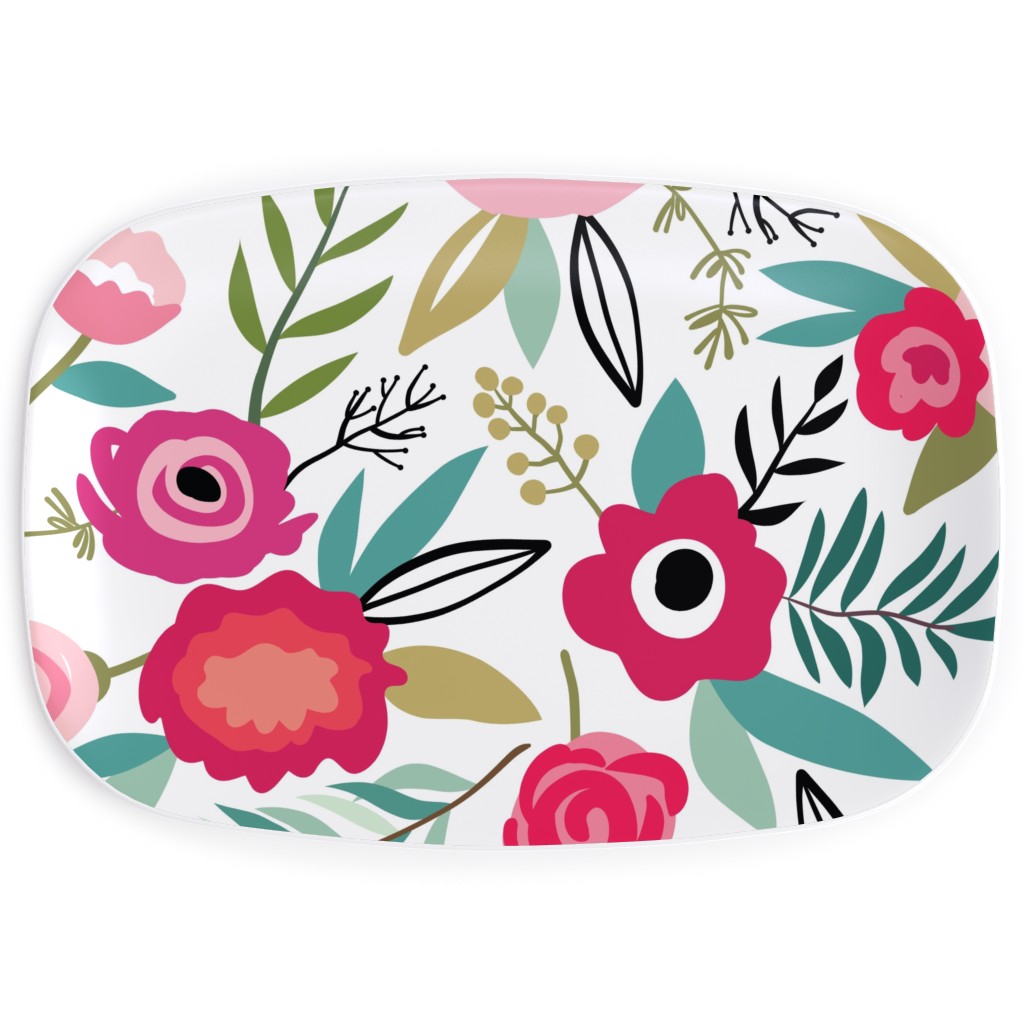 Maypole Floral - Pink Serving Platter, Pink
