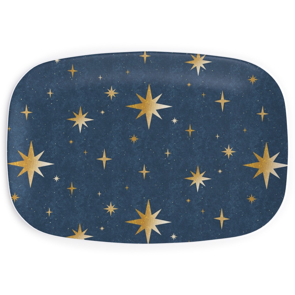 Art Deco Starbursts - Blue Serving Platter, Blue