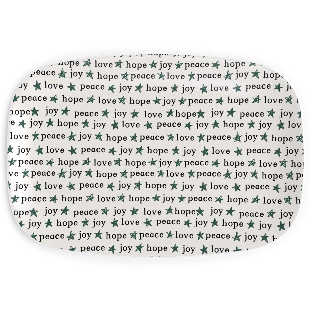 Peace Love Hope Joy - Beige Serving Platter, Beige