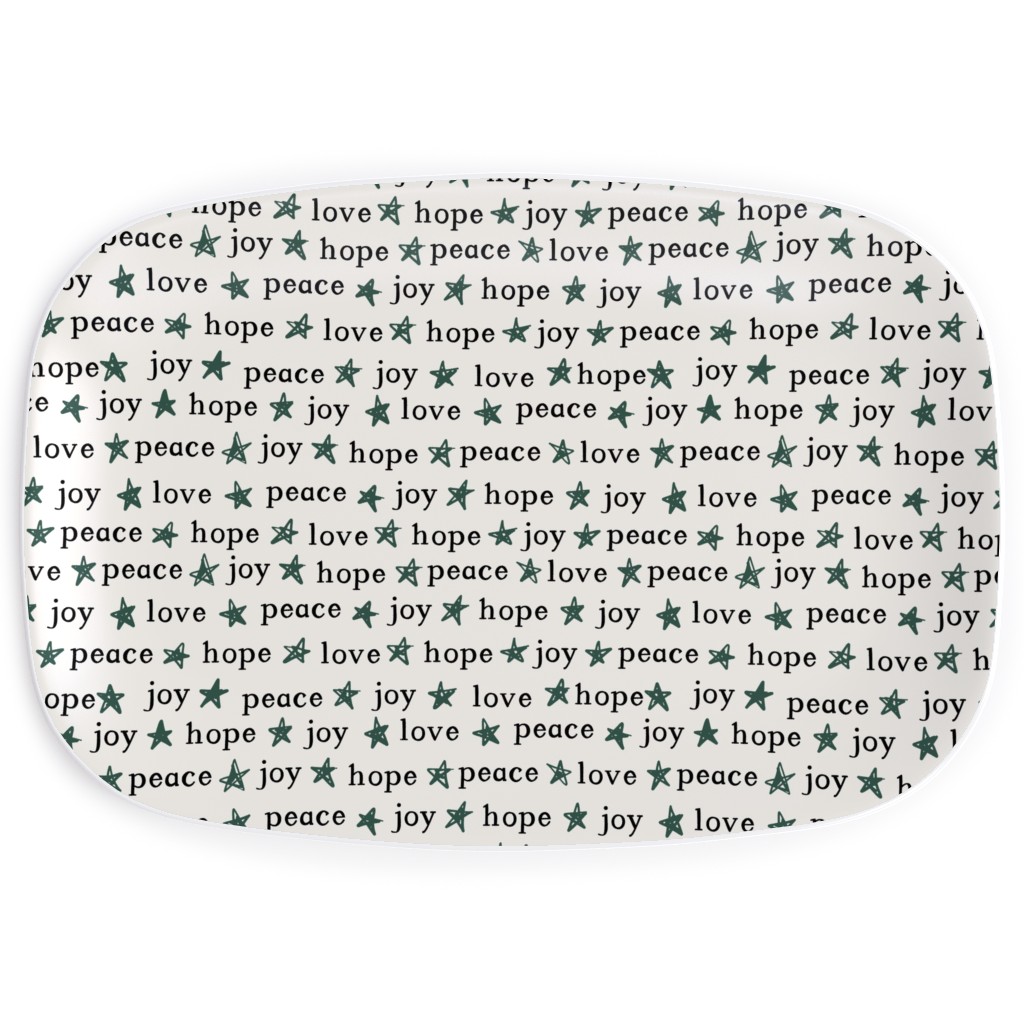 Peace Love Hope Joy - Beige Serving Platter, Beige, Pearl