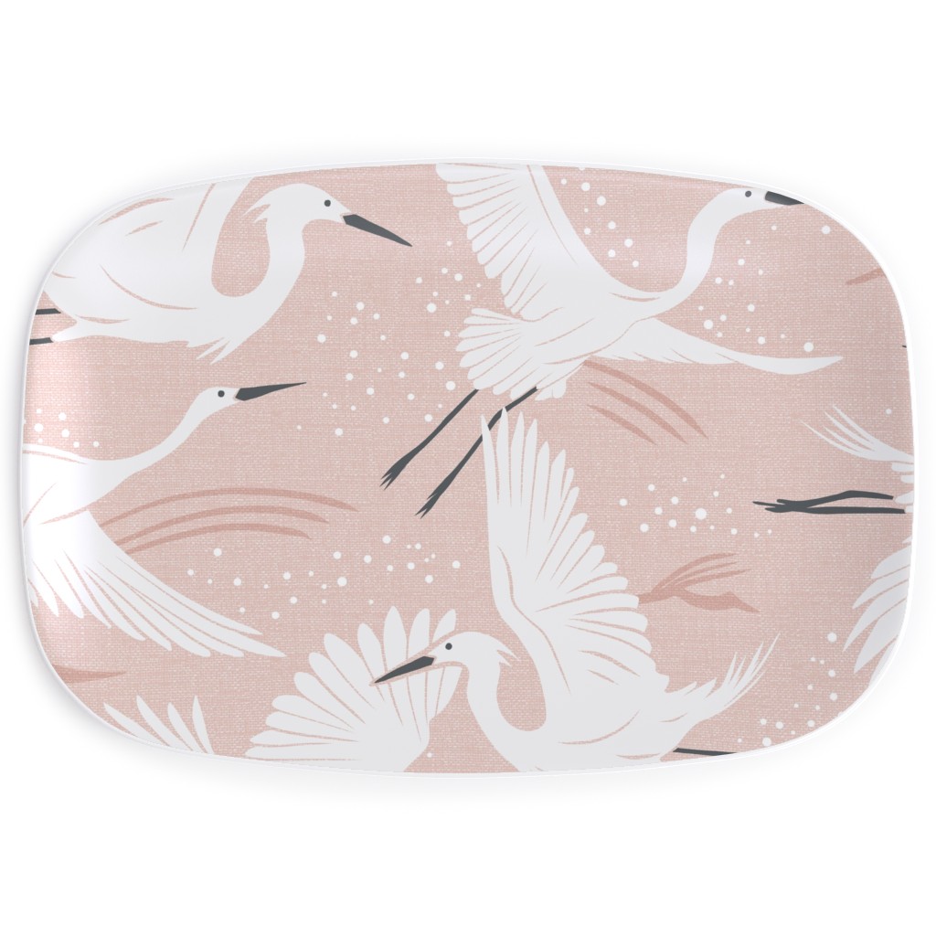 Soaring Wings Cranes Serving Platter, Pink