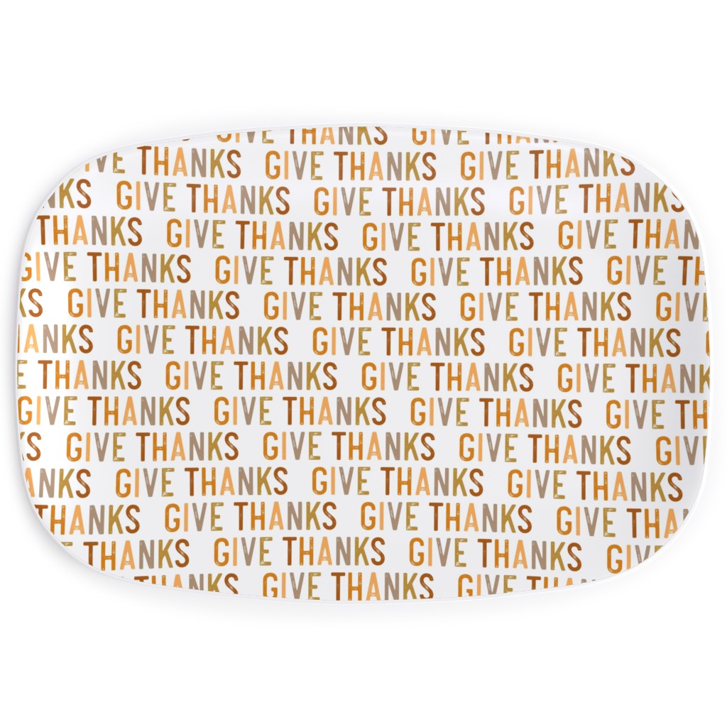Give Thanks Serving Platter, Beige, Antique White