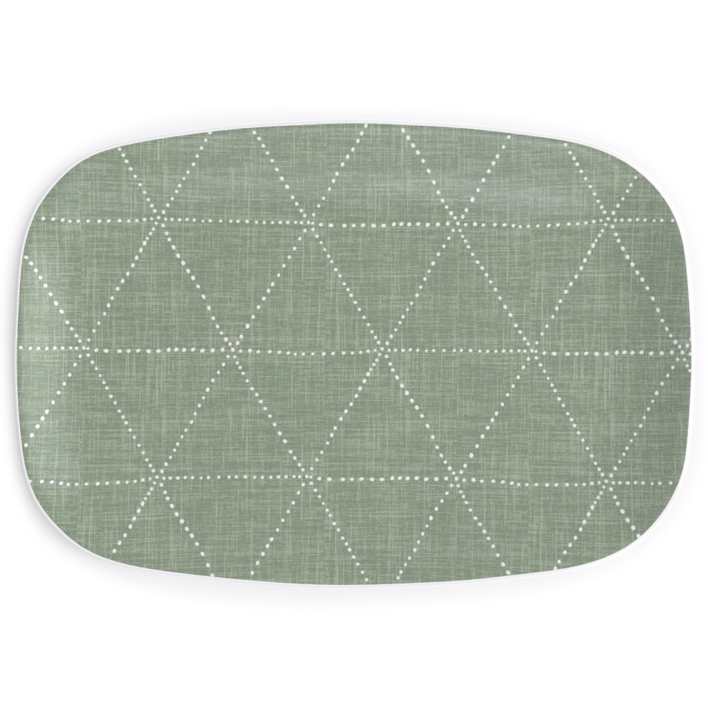 Boho Triangles - Sage Serving Platter, Green