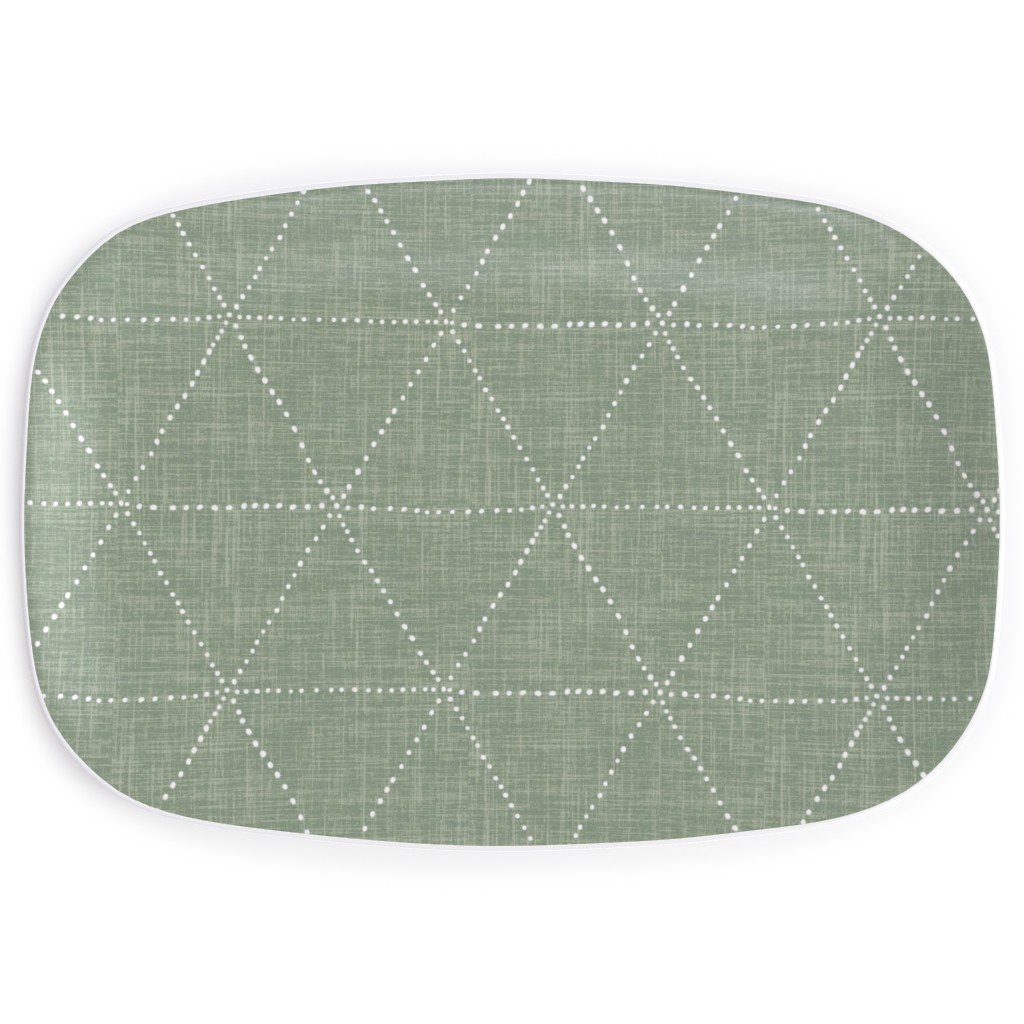 Boho Triangles - Sage Serving Platter, Green, Classic Green