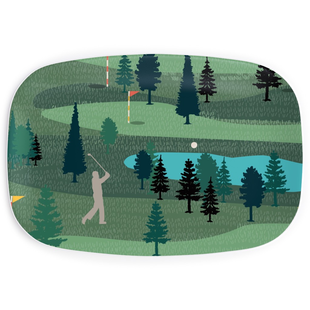 Golf Day Out - Green Serving Platter, Green, Classic Green