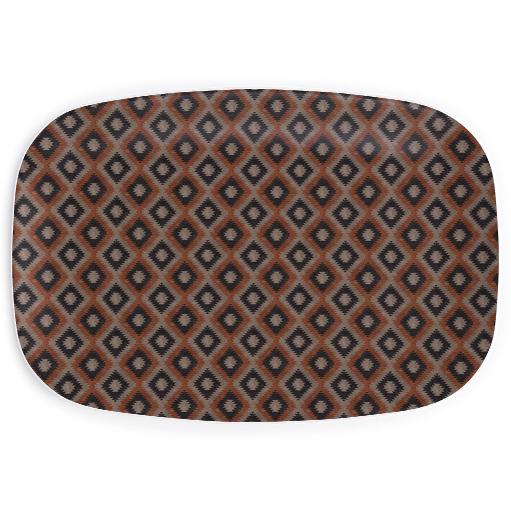Aztec Serving Platter, Brown, Taupe