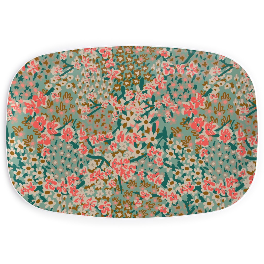 Bengal Kuma Floral - Multi Serving Platter, Green