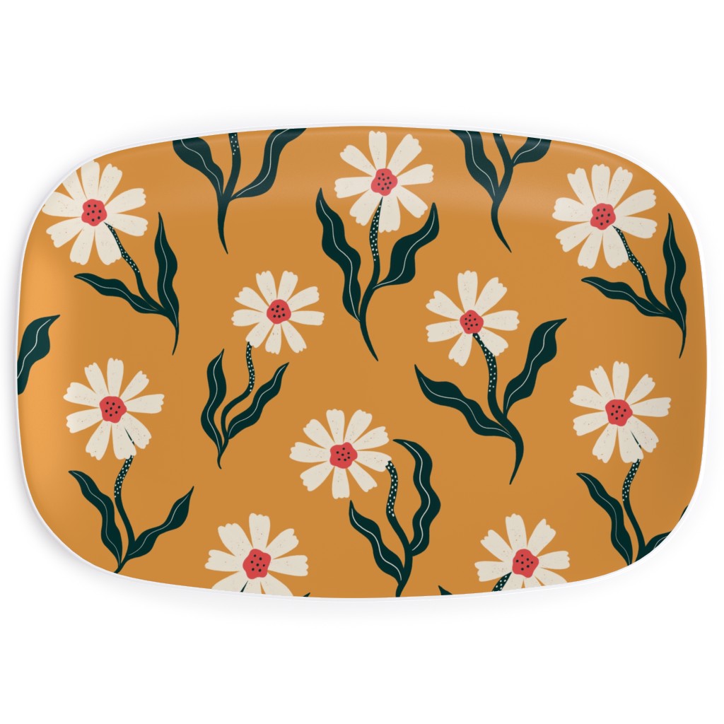 Flower Power - Orange Serving Platter, Yellow, Classic Yellow