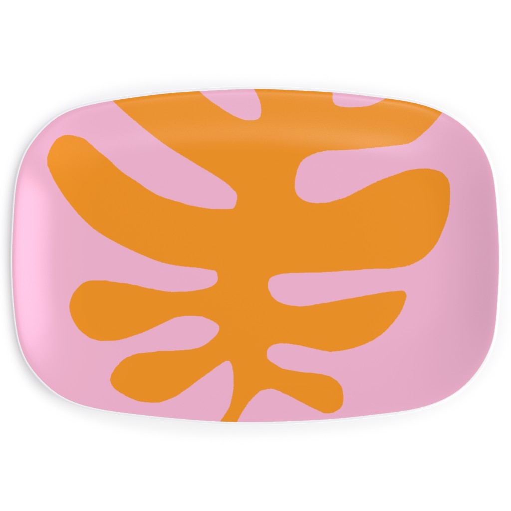 Funky Leaf - Orange and Pink Serving Platter, Pink