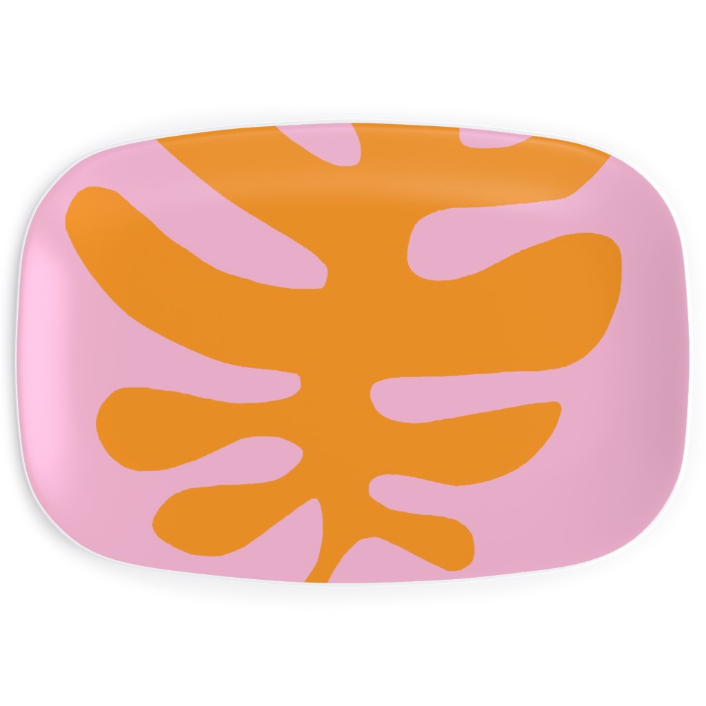 Funky Leaf - Orange and Pink Serving Platter, Pink, Bright Pink