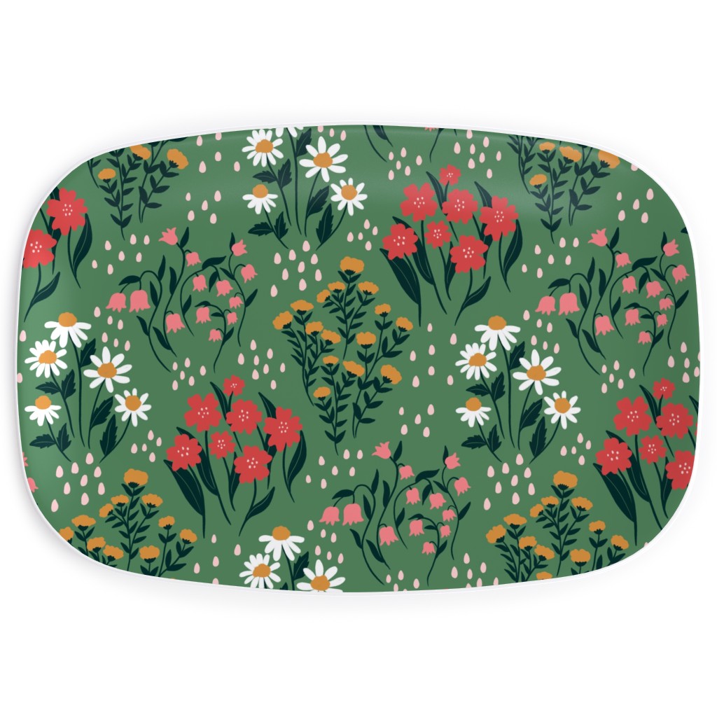 Flowerbed Serving Platter, Green