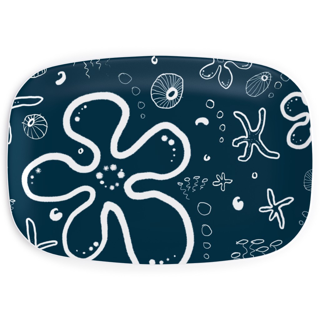 Deep Sea Flora and Fauna Serving Platter, Blue