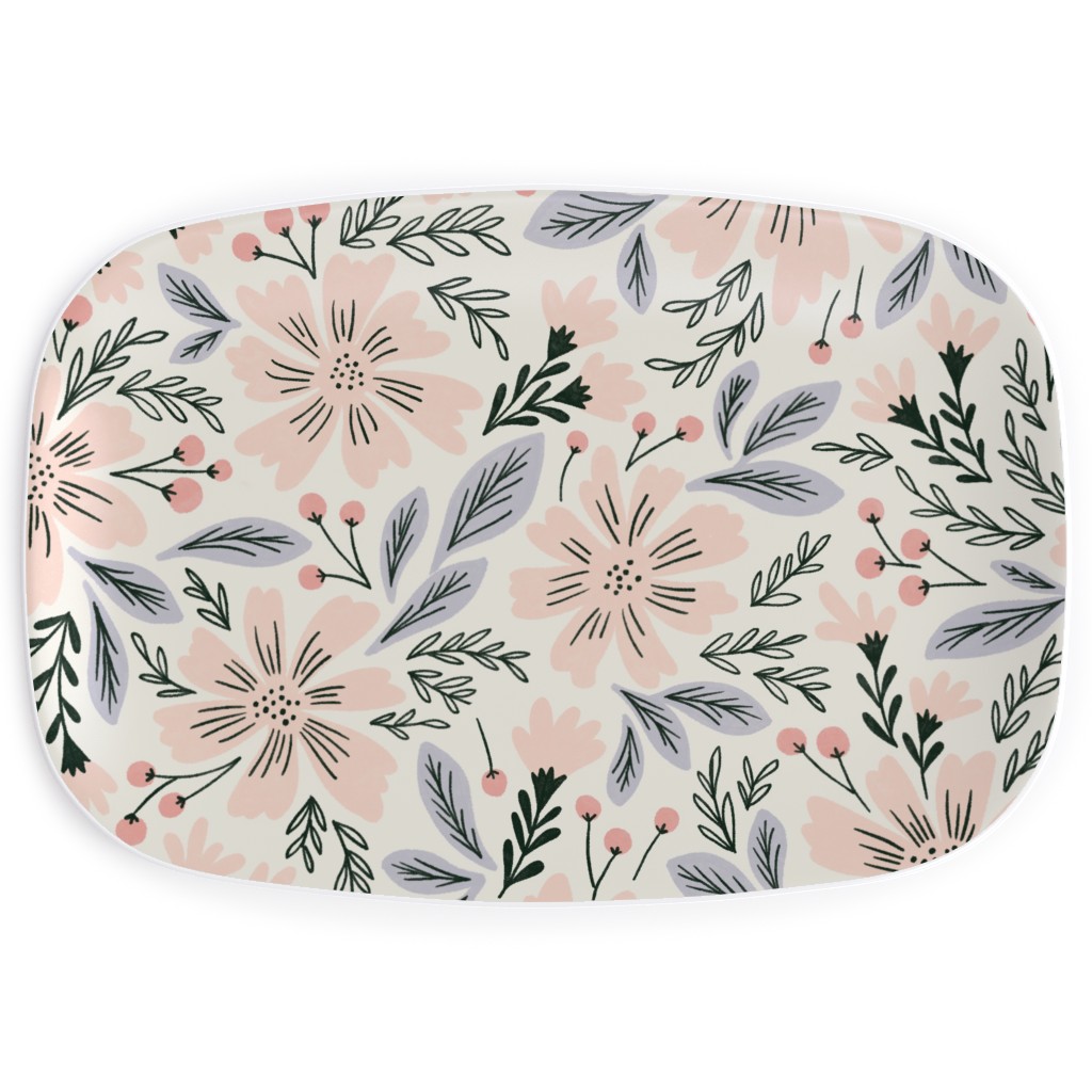 Flora - Pink Serving Platter, Pink, Bright Pink