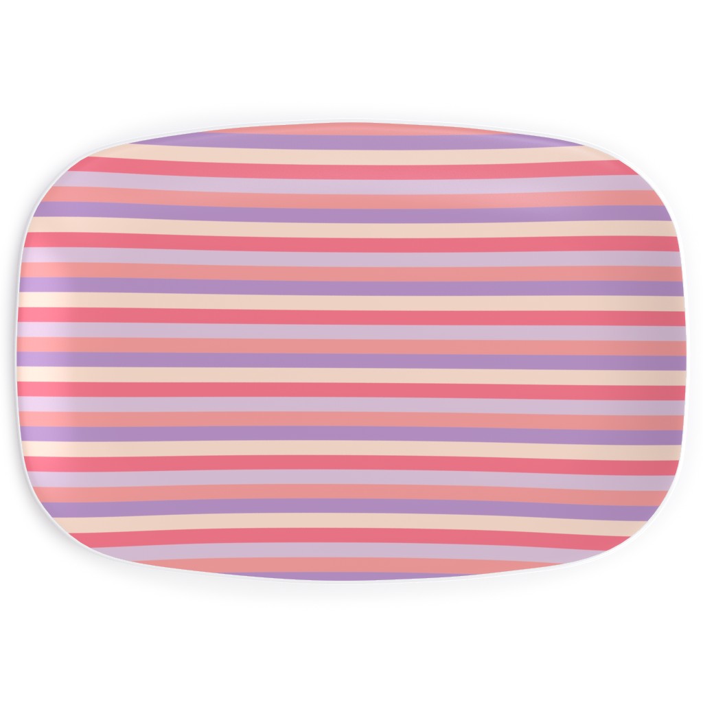 Lavender and Pink Stripe Serving Platter, Multicolor