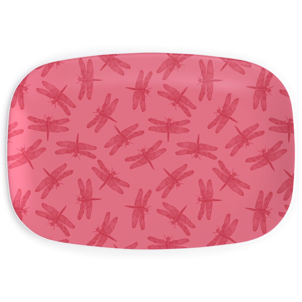 Vintage Dragonfly - Pink Serving Platter, Pink, Bright Pink