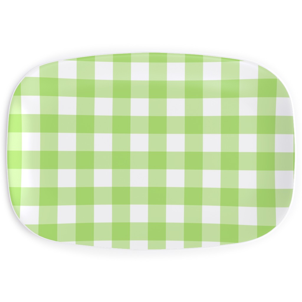 Gingham Checks Serving Platter, Green