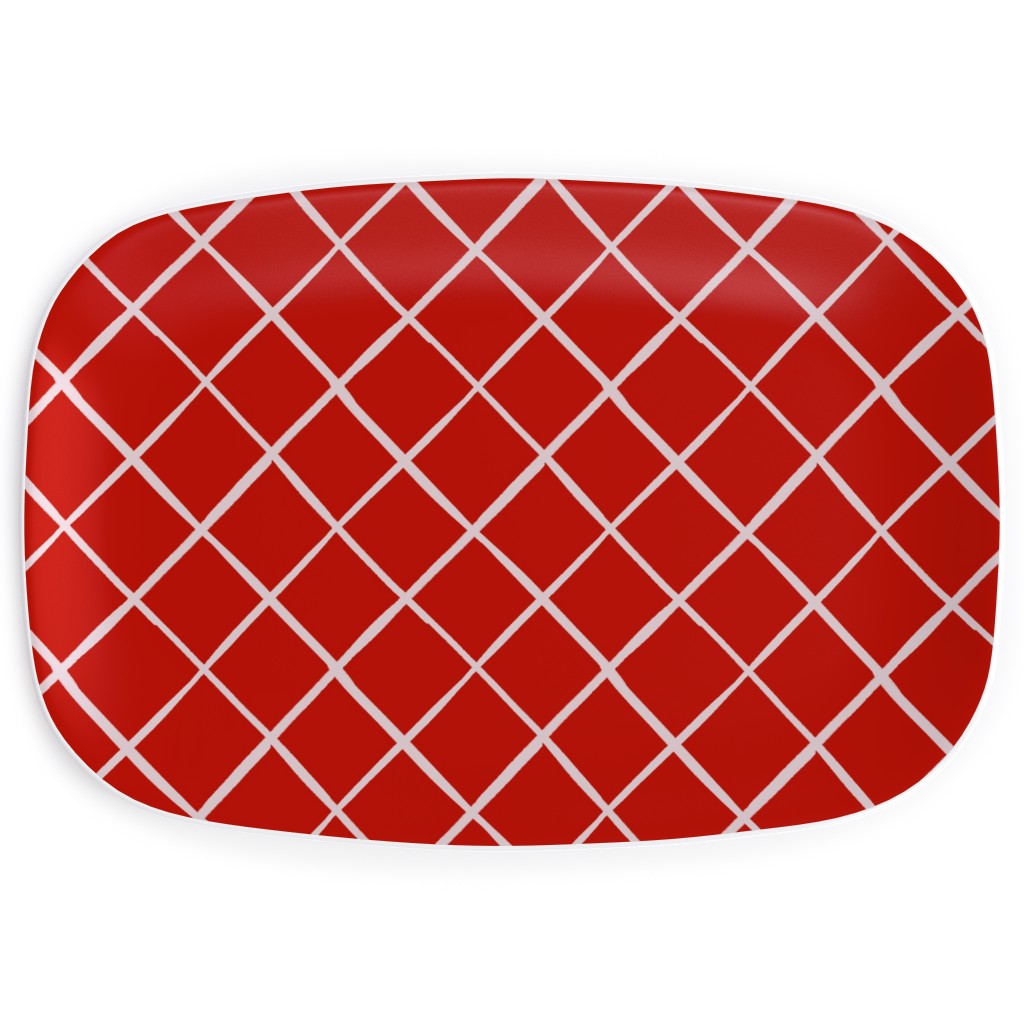 Check on Red Serving Platter, Red
