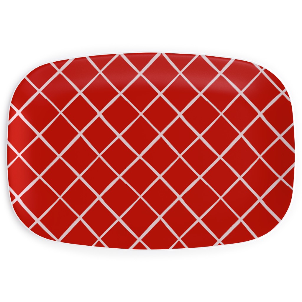 Check on Red Serving Platter, Red, Red