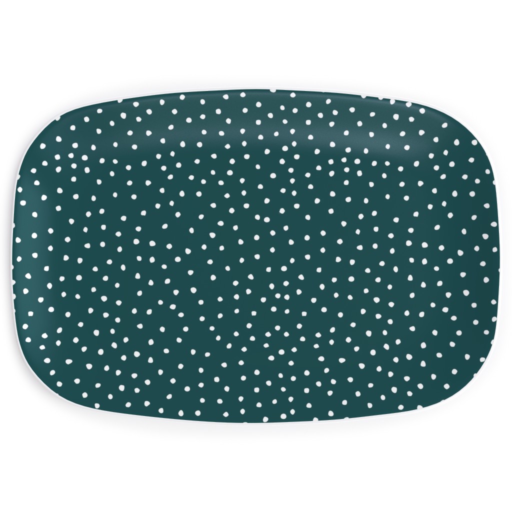 Dots - White on Emerald Serving Platter, Green