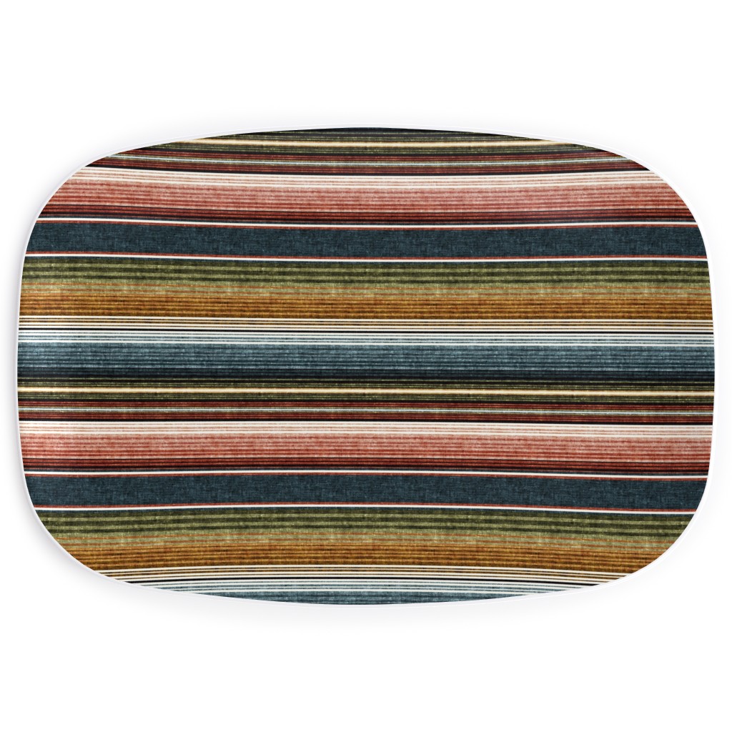 Serape Southwest Stripes - Multi Earthy Serving Platter, Multicolor