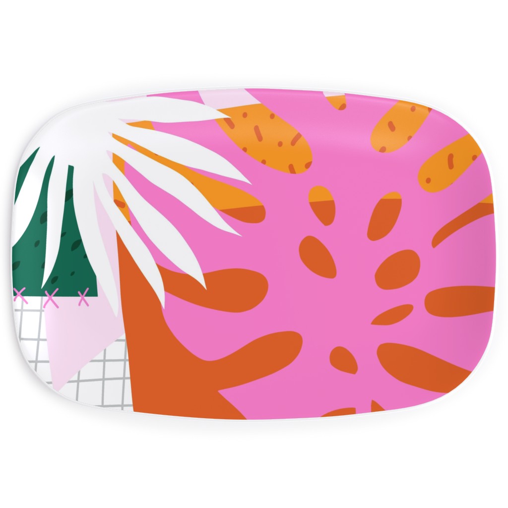 Abstract Tropical Summer Plants - Multi Serving Platter, Multicolor