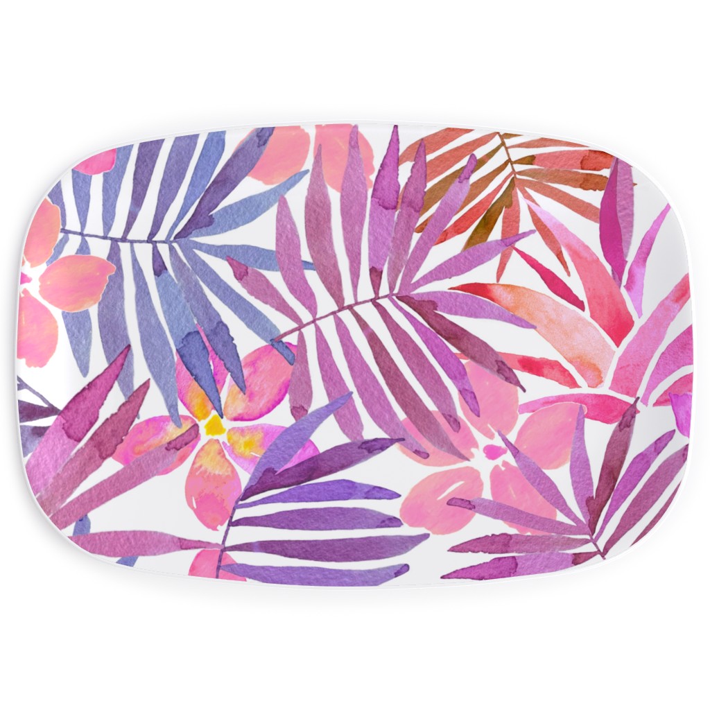 Watercolor Tropical Vibes Serving Platter, Pink