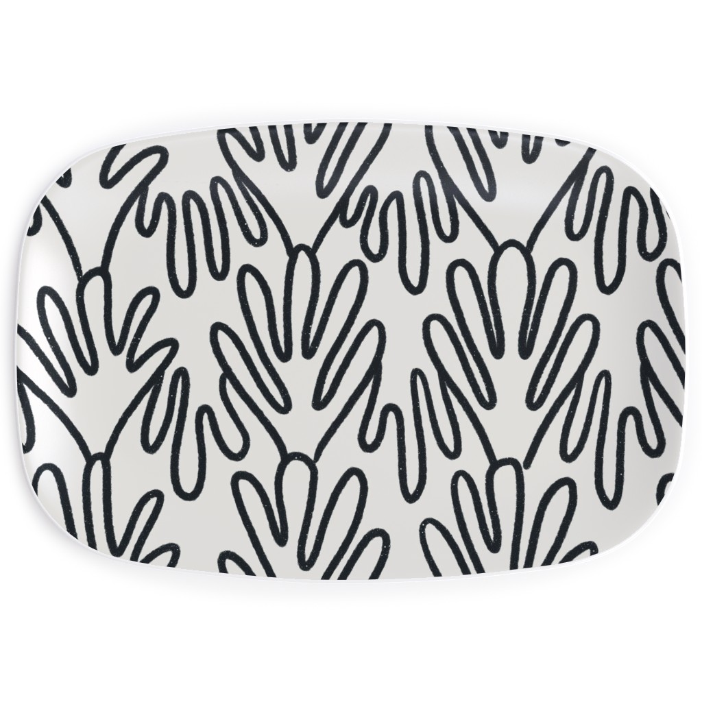 Wavy Lines - Black on White Serving Platter, White, White