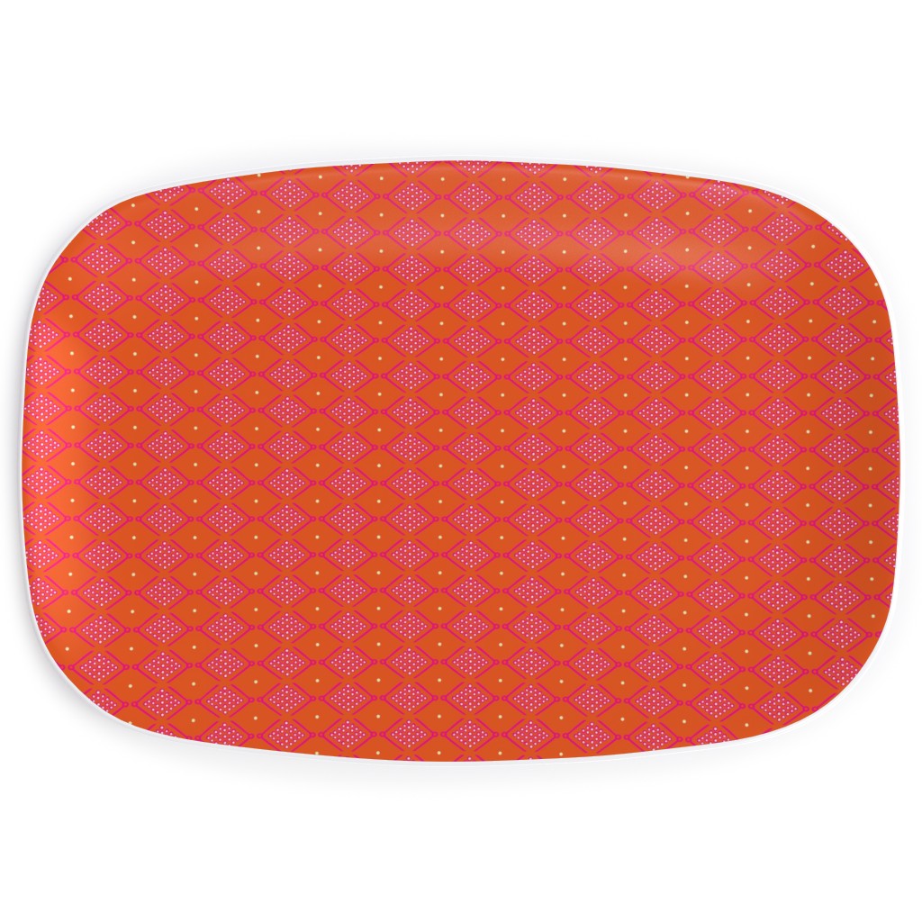 Tribal Geometric - Orange Serving Platter, Orange