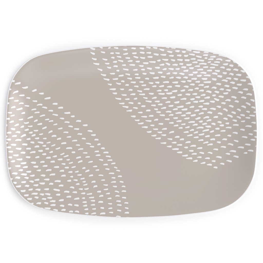 Stripy Boho Drop Serving Platter, Beige, Wheat