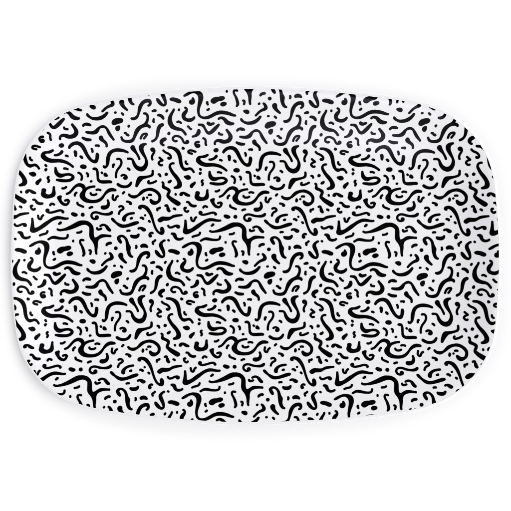 Squiggly - Black and White Serving Platter, Black