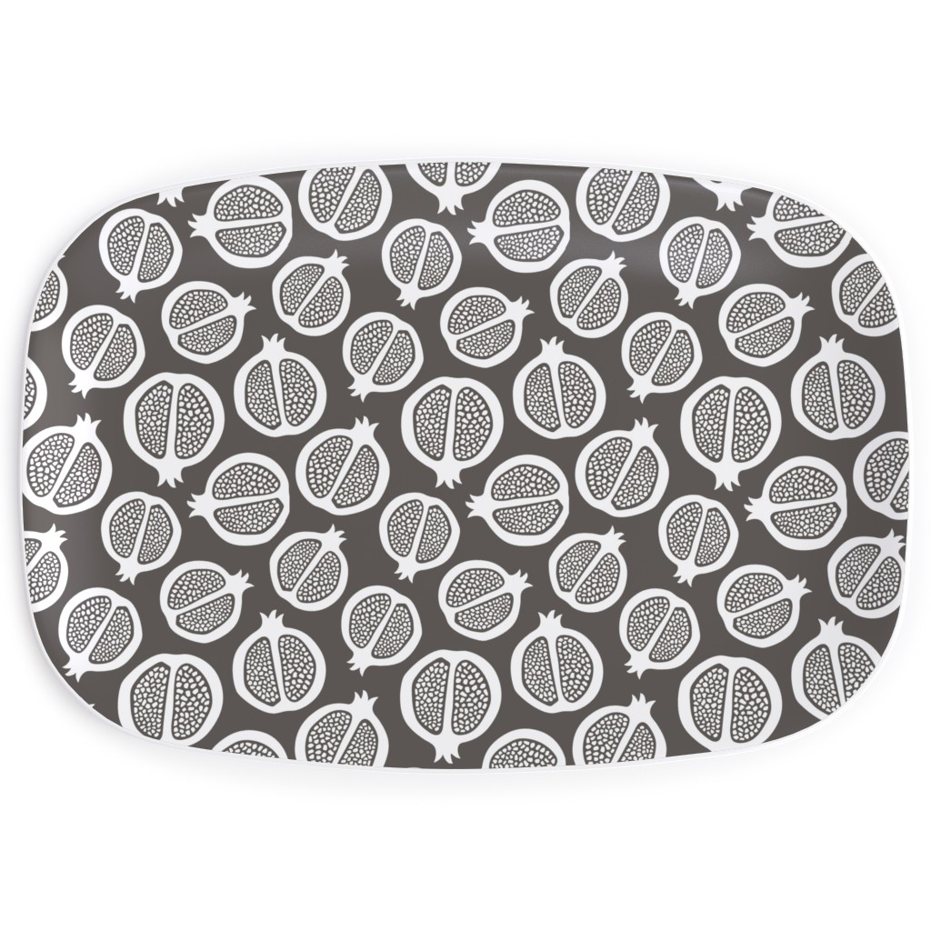 Pomegranate - Black & White Serving Platter, Gray