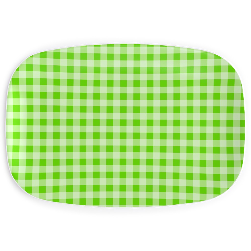 Gingham Checker - Green Serving Platter, Green