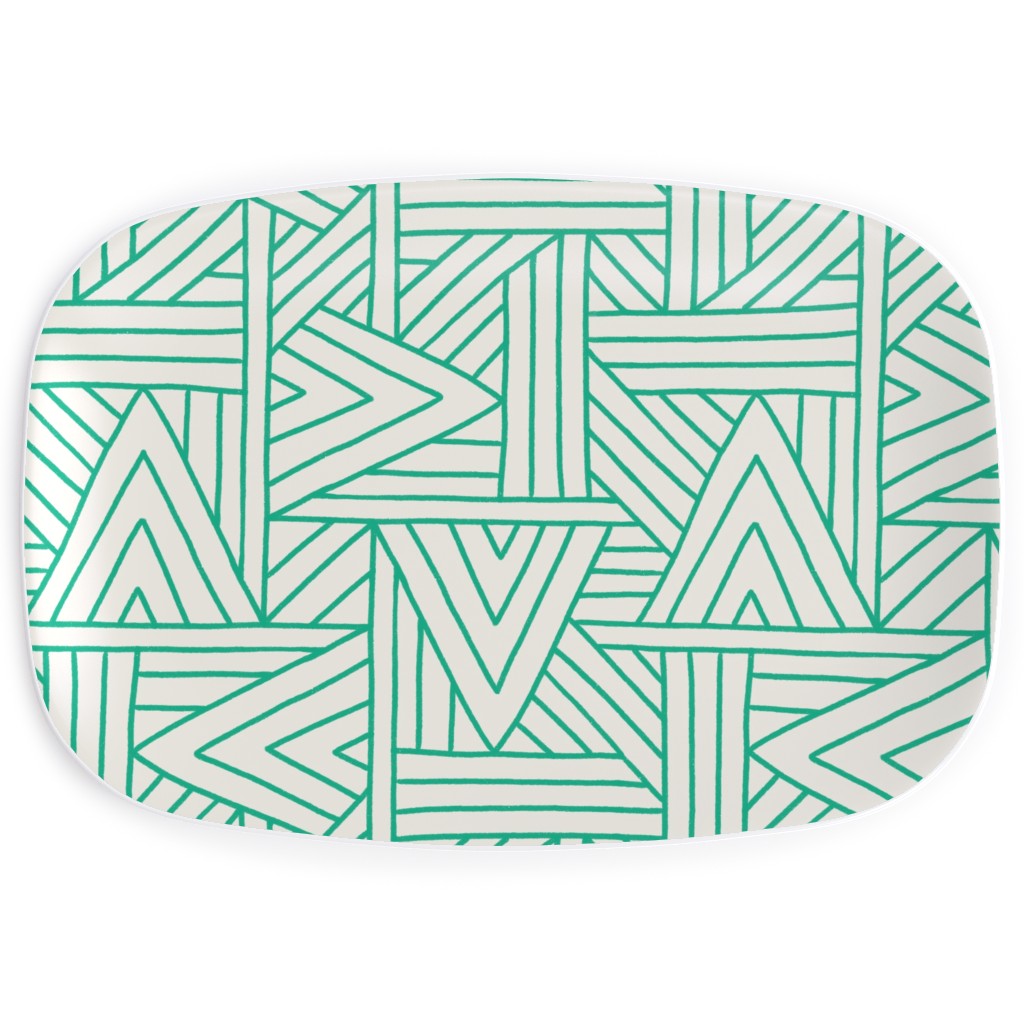 Angles - Green & White Serving Platter, Green
