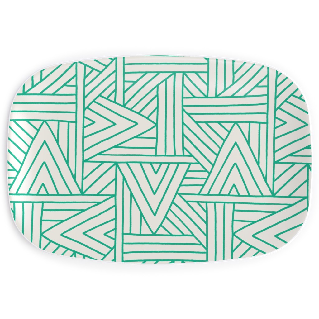 Angles - Green & White Serving Platter, Green, Classic Green