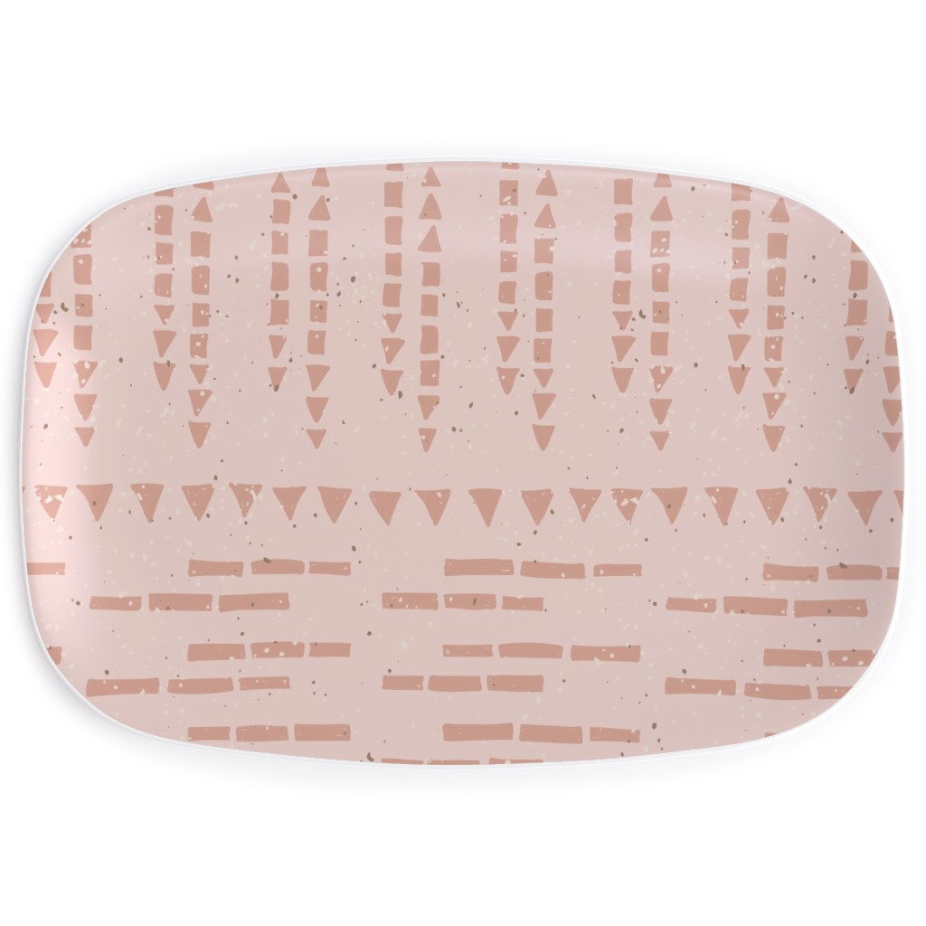 Boho Tribal Dashed Geometric - Pink Serving Platter, Pink