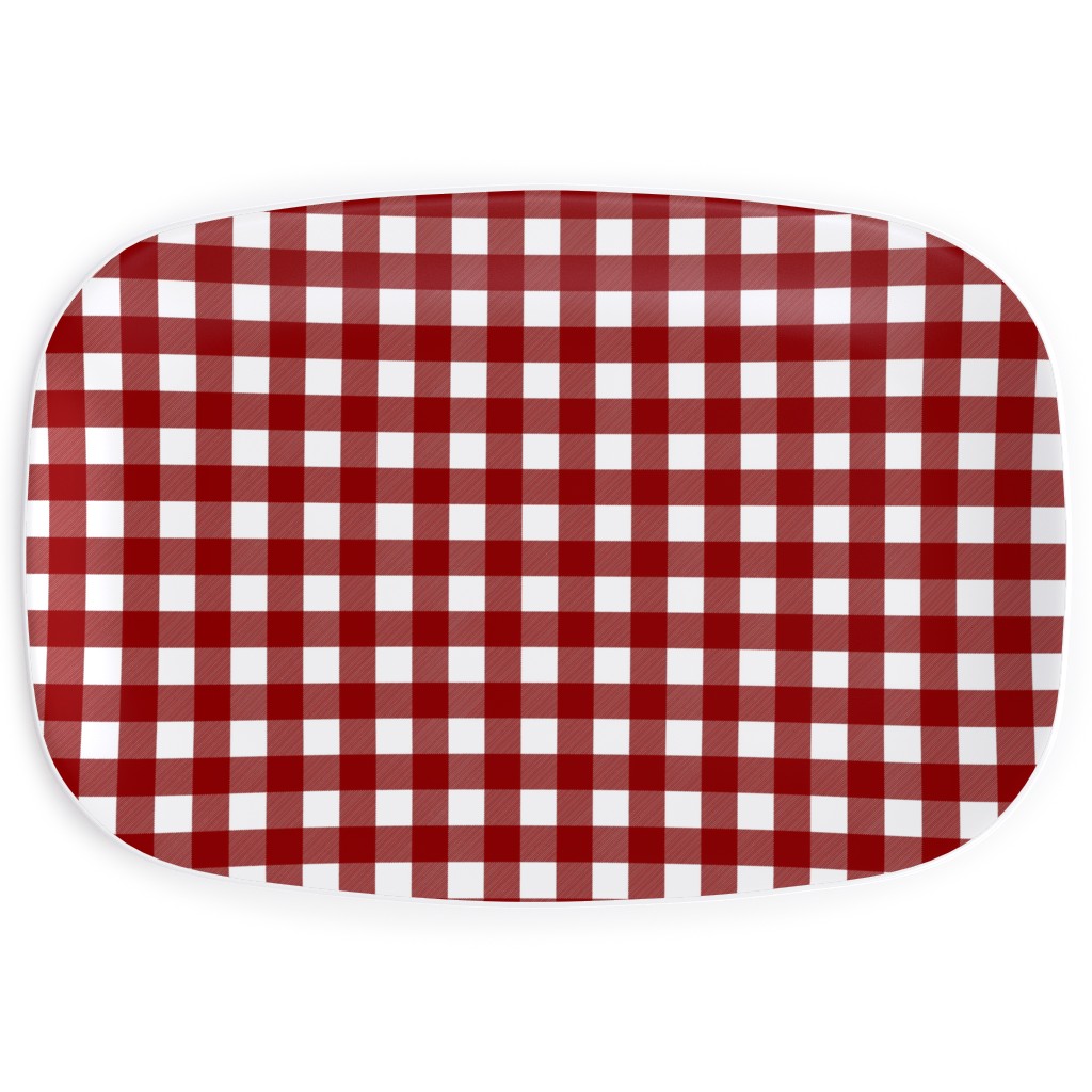 Traditional Red Buffalo Plaid Serving Platter, Red, Red