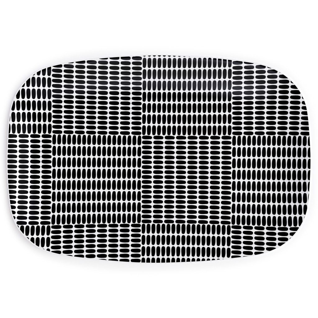 Basketweave - Neutral Serving Platter, Black, Black