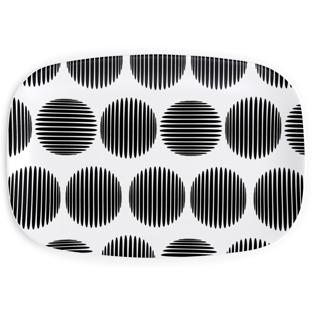 Tossed Spheres - Black and White Serving Platter, Black
