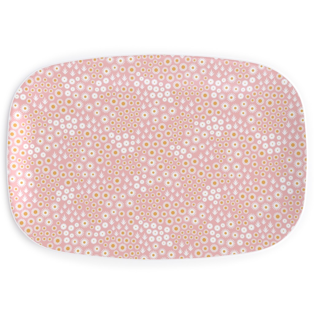 Ditsy Flowers - Pink Serving Platter, Pink, Bright Pink