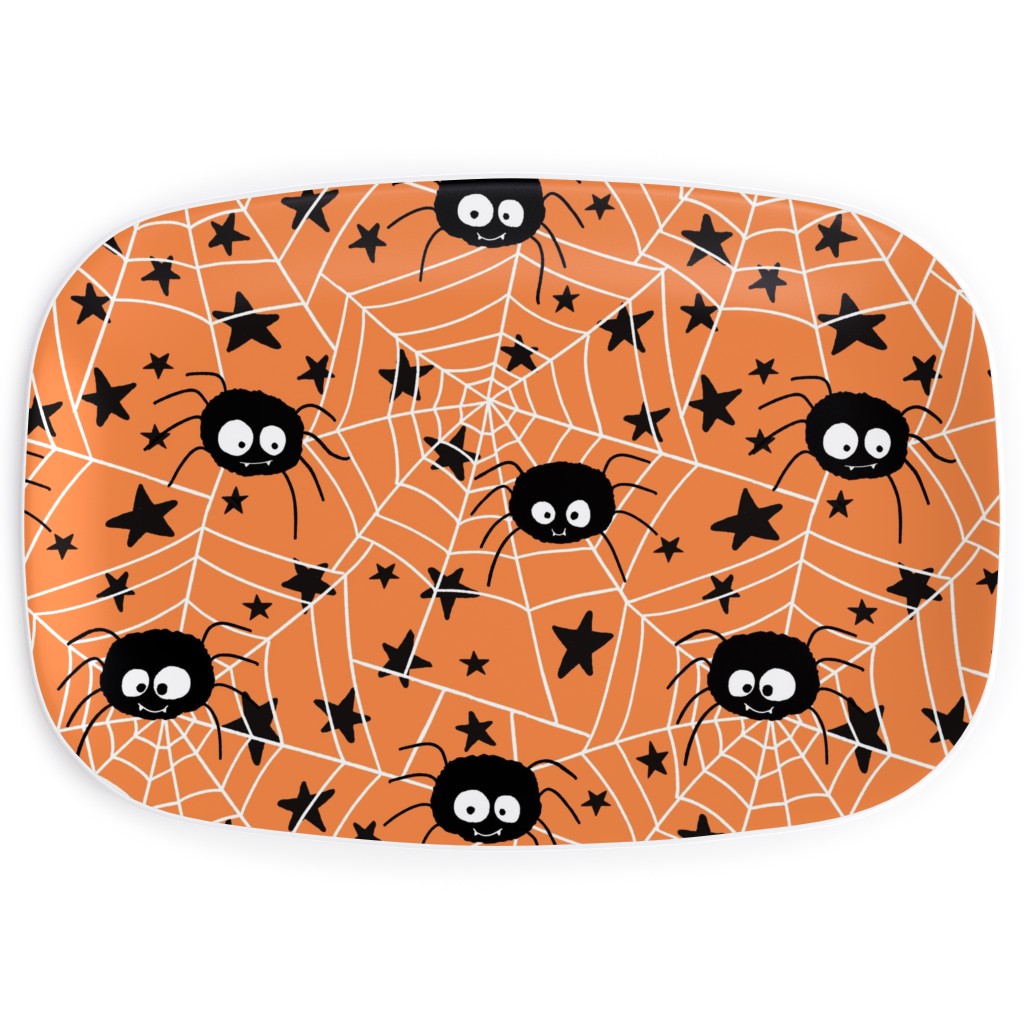 Cute Hand-Drawn Spider Halloween - Orange Serving Platter, Orange