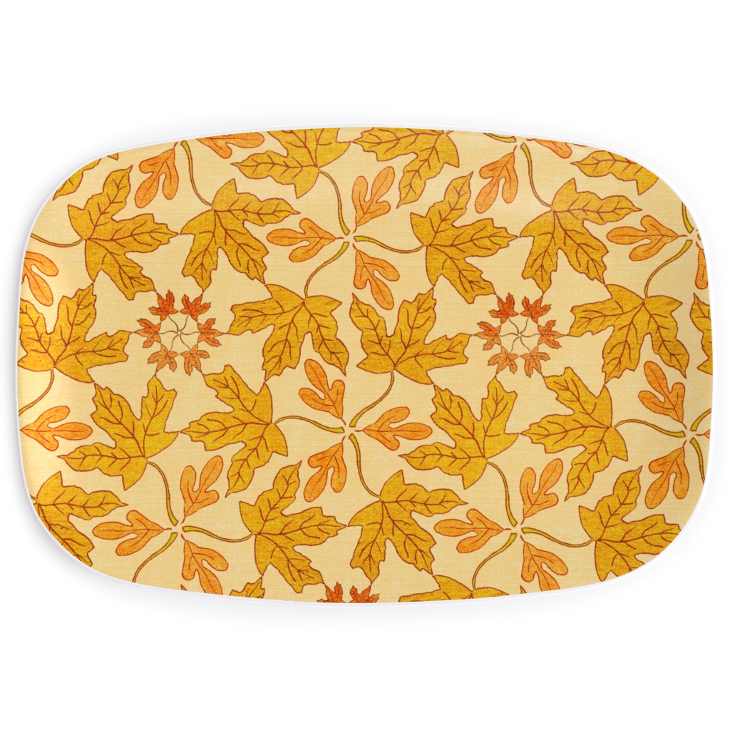 Autumn Leaf Kaleidoscope Serving Platter, Orange