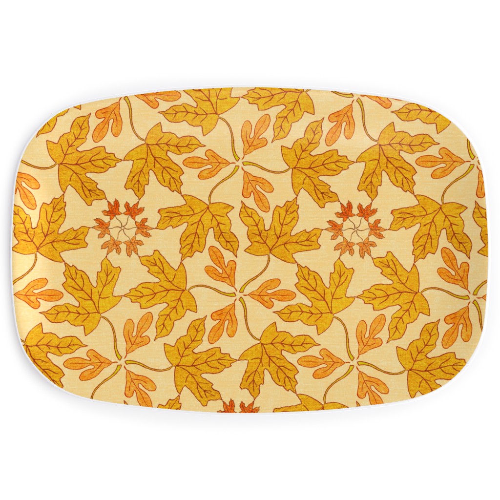 Autumn Leaf Kaleidoscope Serving Platter, Orange, Orange