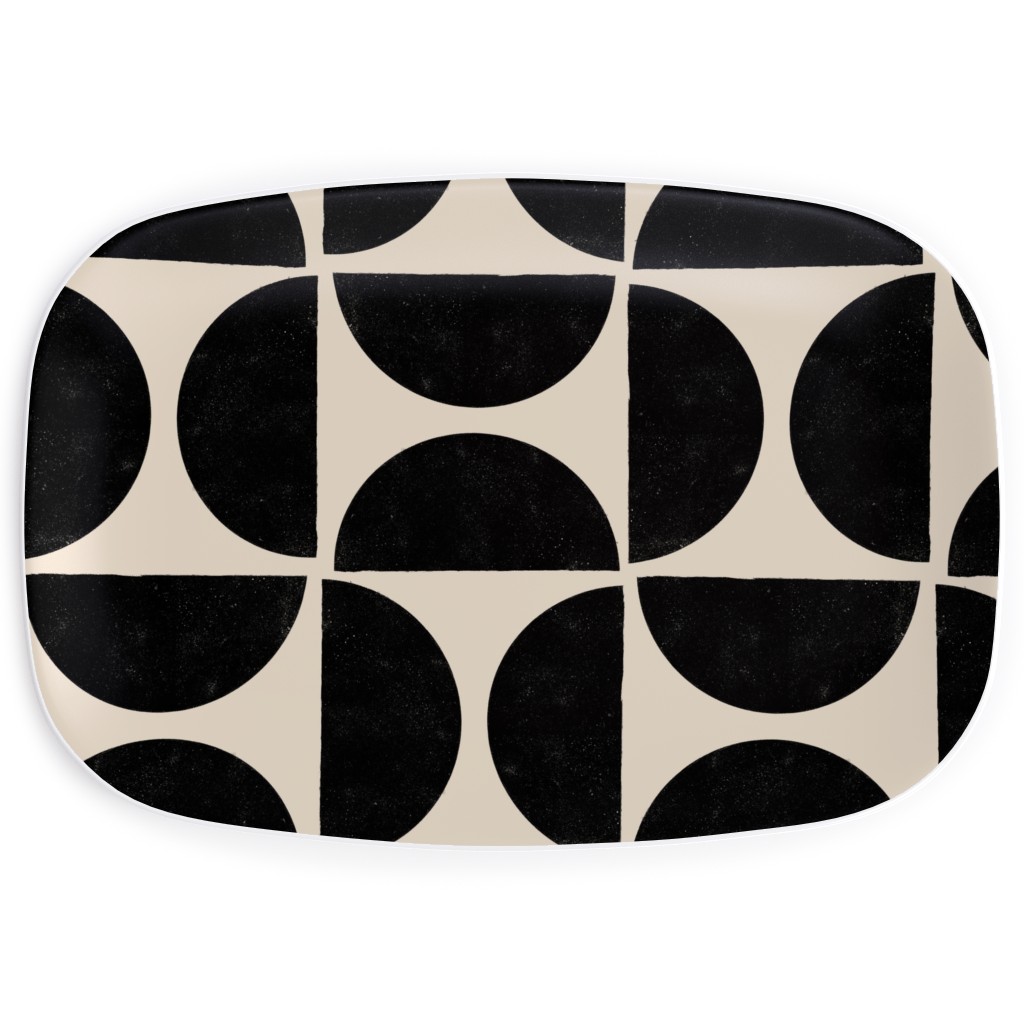Half Moons - Black and Cream Serving Platter, Beige