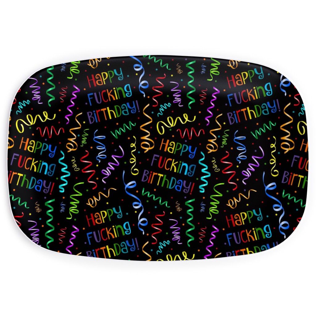 Happy Fucking Birthday - Black Serving Platter, Black, Black