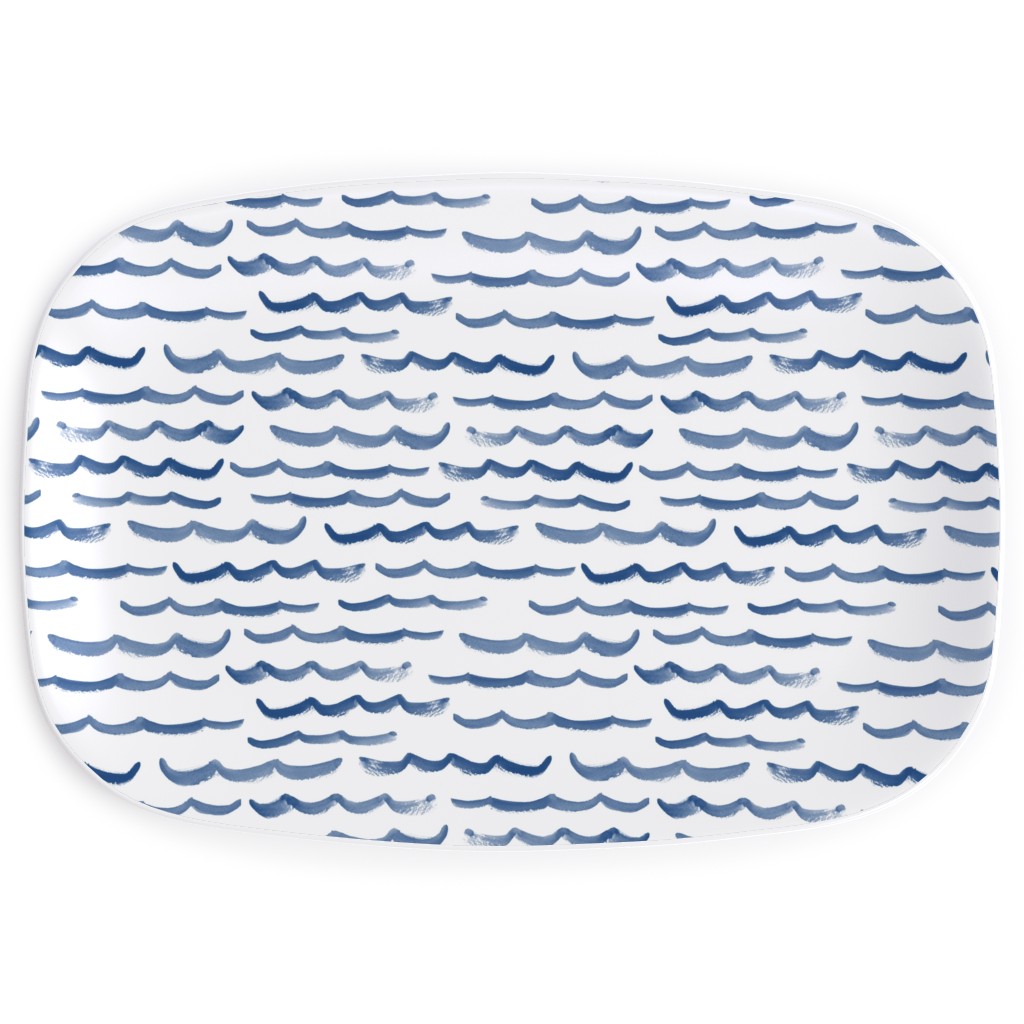 Ocean Waves Serving Platter, White