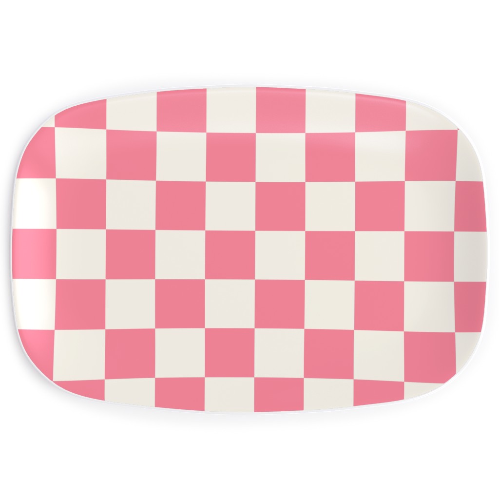 Checkered Pattern - Pink Serving Platter, Pink