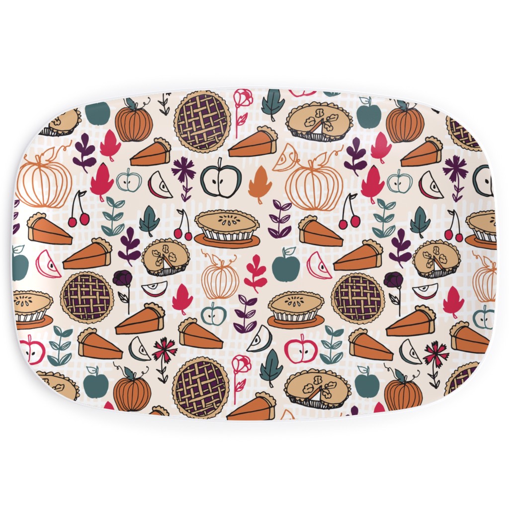 Thanksgiving Apple and Pumpkin Pies Serving Platter, Multicolor