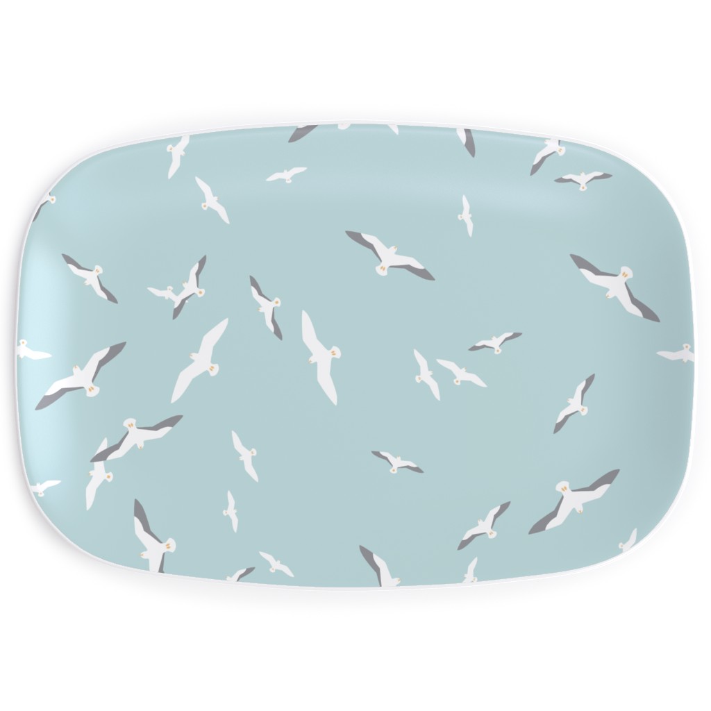 Flying Seagulls - Blue Serving Platter, Blue